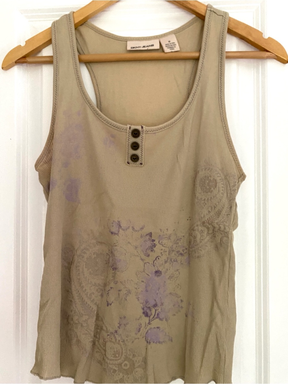 DKNY Jeans Ribbed Henley Tank — Size M Women’s